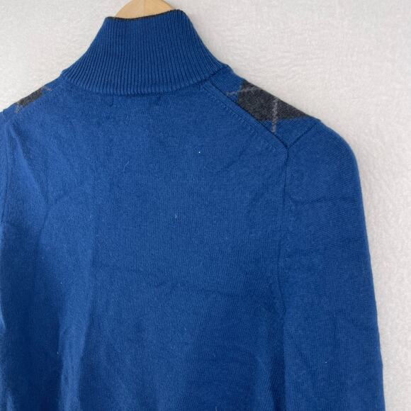 BANANA REPUBLIC Sweater Mens S Cardigan Extra Fine Wool Argyle Full Zip Blue - Picture 9 of 13